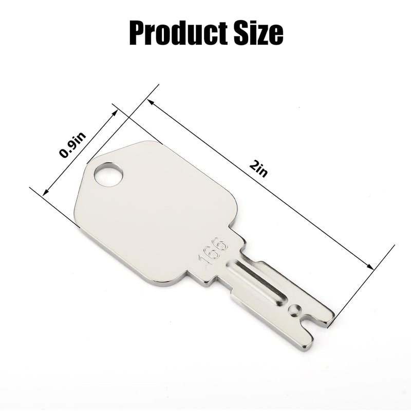 Tecreddy 166 Forklift Ignition Key for Hyster Generic Clark Yale Komatsu Gradall Gehl Crown Cat Daewoo Heavy Equipment Keys, 10-Pack - Image 2